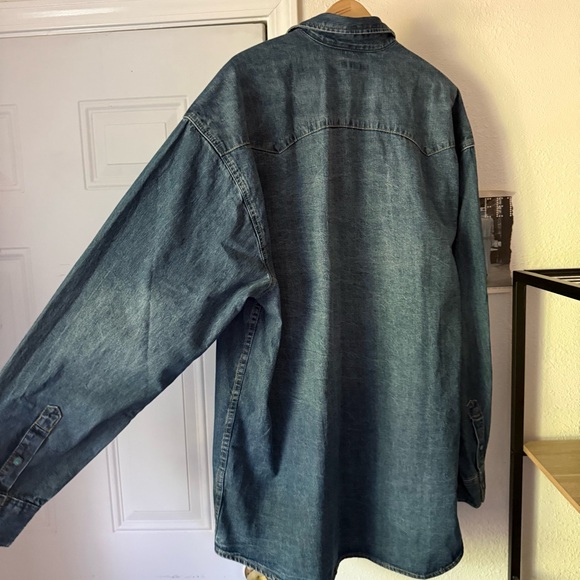 STETSON blue denim snap button up western cowboy long sleeve shirt shacket - Picture 5 of 6